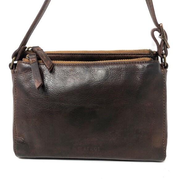 Margot New York Pebbled Leather Compact Cross Body Bag Cognac Brown Organizer - Picture 2 of 16